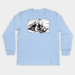 Drawing of locomotive Kids Long Sleeve T-Shirt